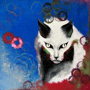 Obraz 969 – Kočka, akryl na plátně, 50 × 50 cm