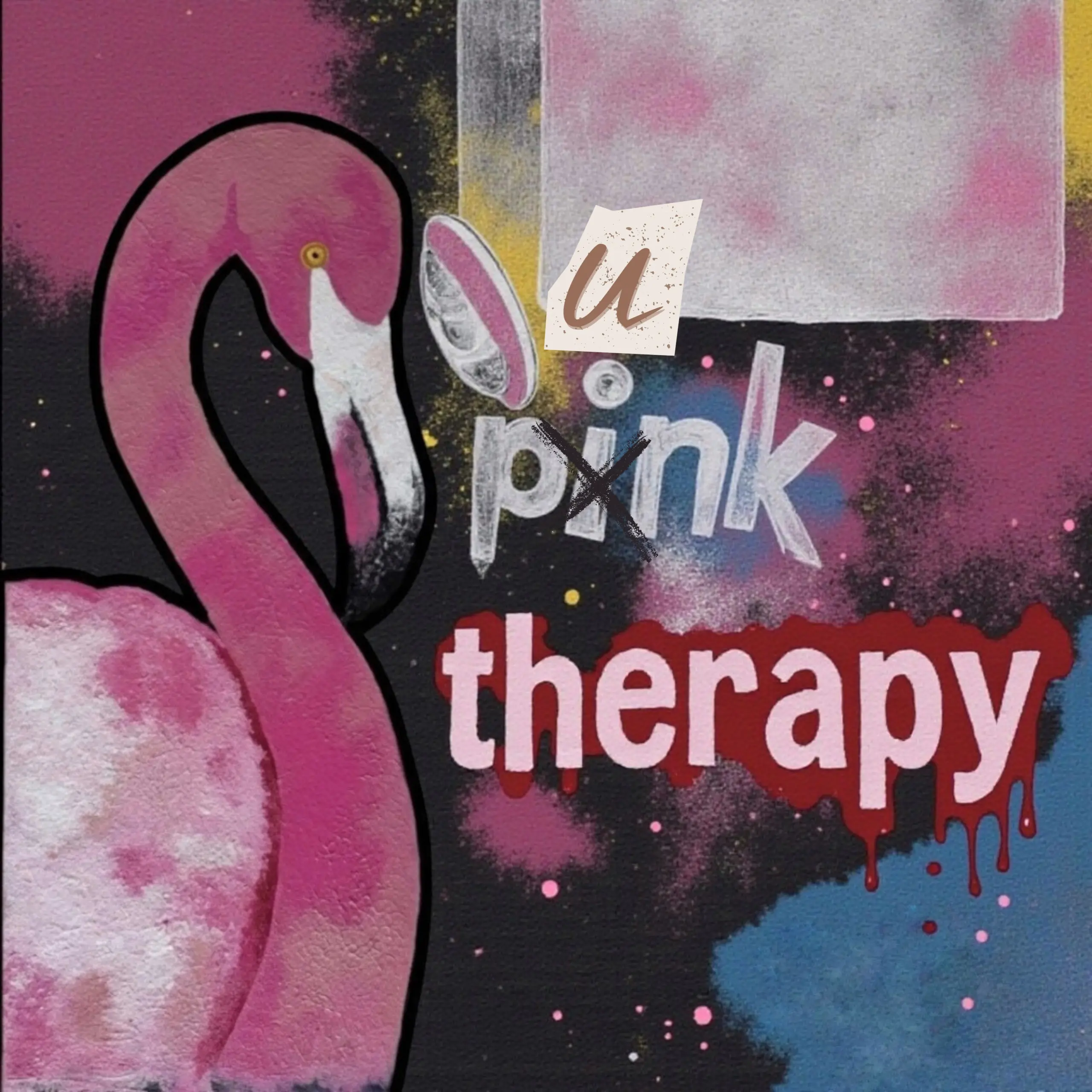 Vinylová samolepka Pink Therapy – plameňák s nápisem Pink Therapy